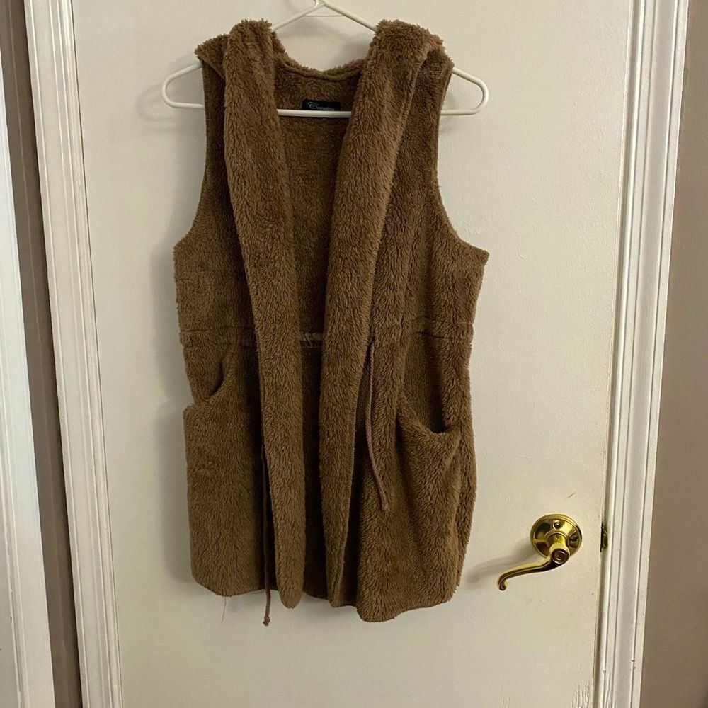 Countess Faux Fur Hooded Vest Cardigan